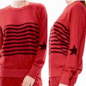 Sundry size 2 red striped star Raglan pullover sweater
